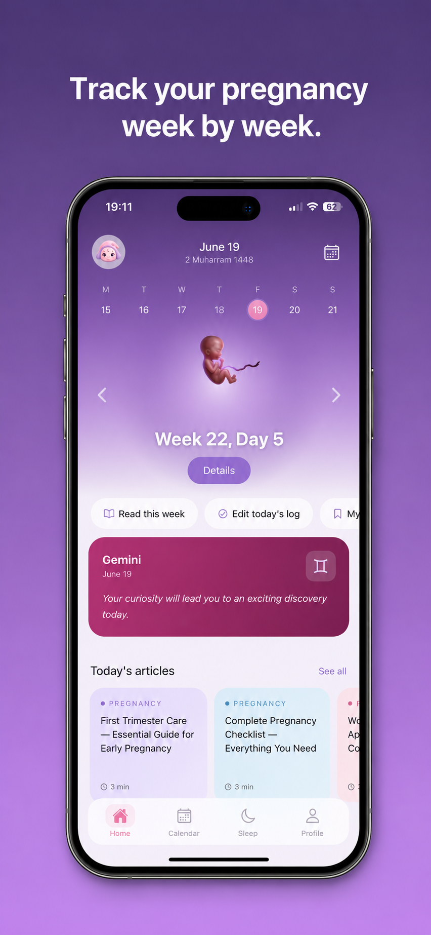 Luna app — Pregnancy tracking
