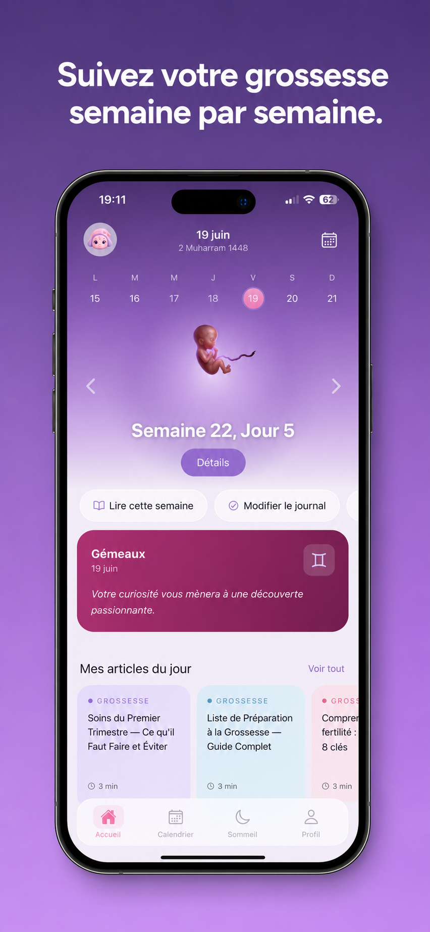 Application Luna — Suivi de grossesse